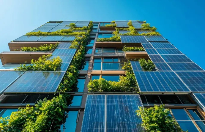 PV Anlage auf Fassade auf Wohnhaus in Wien